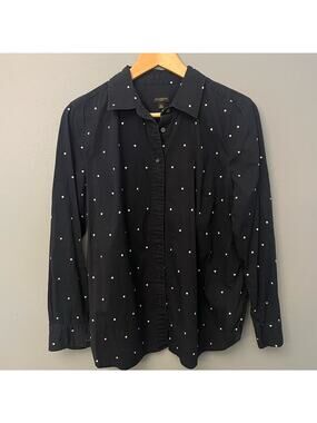 Talbots Button Down Shirt with Embroidered Polka Dots